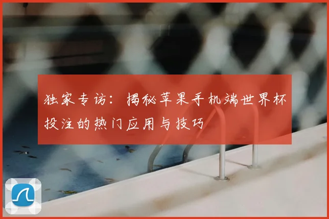 独家专访：揭秘苹果手机端世界杯投注的热门应用与技巧